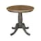 International Concepts Round 30 in Round Top Pedestal Table, 29.1 inH, Hickory/Washed Coal, 30 W, 30 L, 29.1 in H, Wood K45-30RT - alternate 1